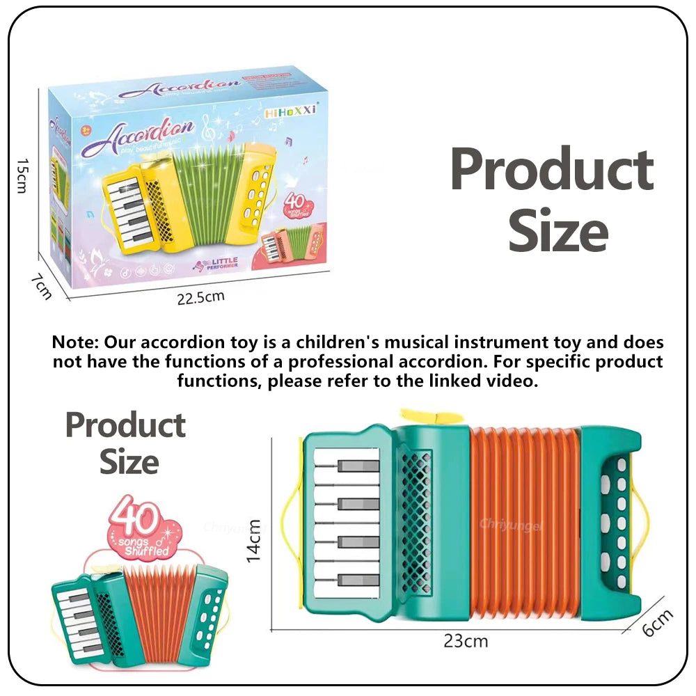 Kids Accordion Musical Toy - Educational Indoor Outdoor Instrument Gift for Toddlers Boys & Girls