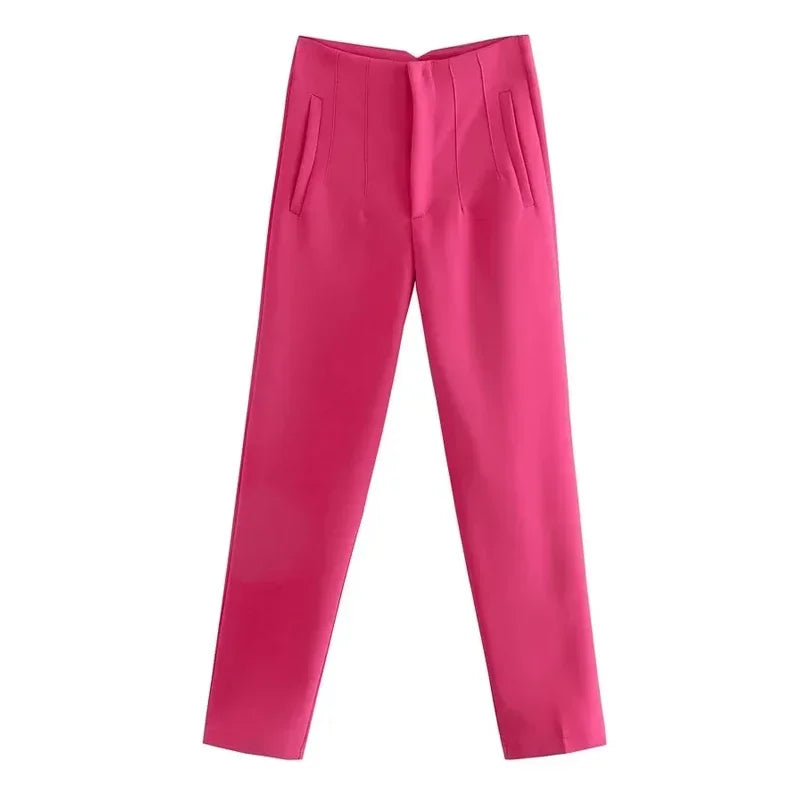 Women High Waist Office Pants - Fashion Formal Pencil Trousers for Workwear Business & Casual Outfits