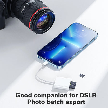 Byscoon 2-in-1 USB Lightning to TF/SD Card Reader – OTG Adapter for iPhone 14/13/12 Pro Max, Camera & Data Converter