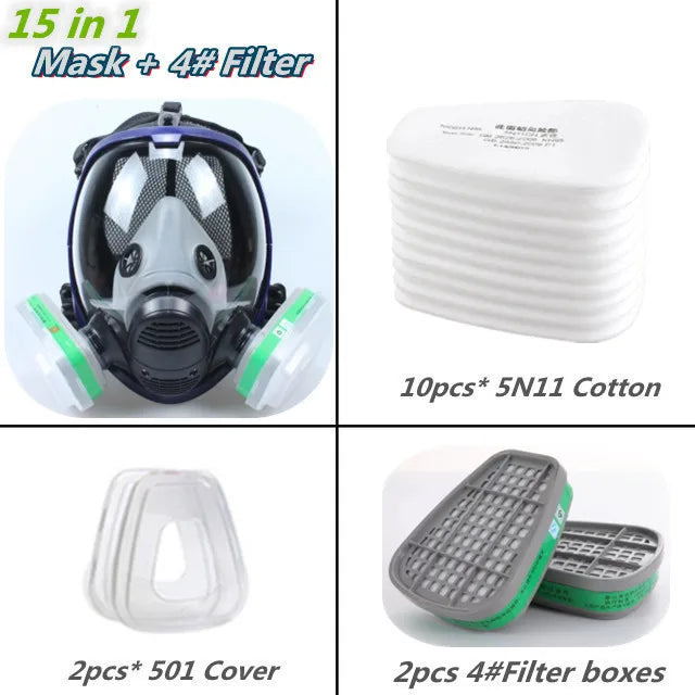 Silicone Full Face Respirator Mask 6800 – 15-in-1 Gas, Dust & Chemical Protection for Laboratory, Welding, Painting & Insecticide Spray