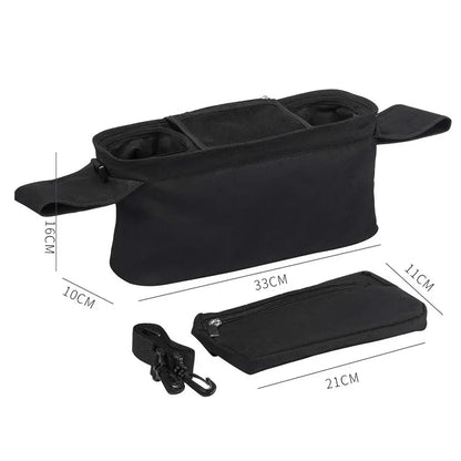 Baby Stroller Storage Bag — Large Capacity Travel Hanging Mummy Bag with Phone & Bottle Holder, Diaper Bag for Pram Accessories