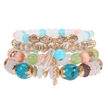 Bohemian Stackable Bead Bracelets - Multilayer Charm Stretch Bangles for Women