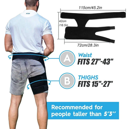 Hip Brace Thigh Compression Sleeve – Groin & Hamstring Support Wrap for Sciatica, Quad Strains & Hip Pain Relief