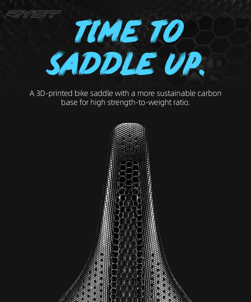 RYET Carbon 3D Printed Bike Saddle – Ultralight 175g Seat for Men & Women Road, MTB, Gravel, Triathlon Cycling