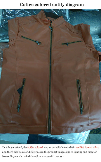 2024 Men’s Motorcycle Leather Jacket – Casual Slim Fit PU Coat with Lapel, Anti-Wind Motorcycle Outerwear for Autumn