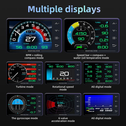 XS OBD+GPS Car HUD Gauge - Multi-Function Head-Up Display with LCD for Temperature, Turbo & Oil Pressure
