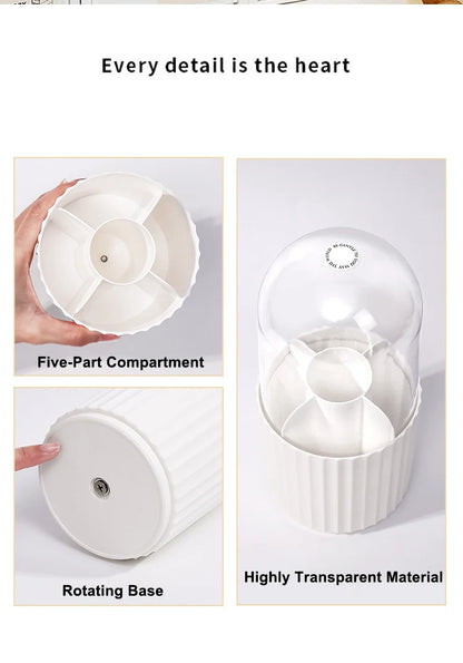 360° Rotating Makeup Brush Holder with Lid – Organizer for Vanity, Desktop, Countertop & Dresser Table