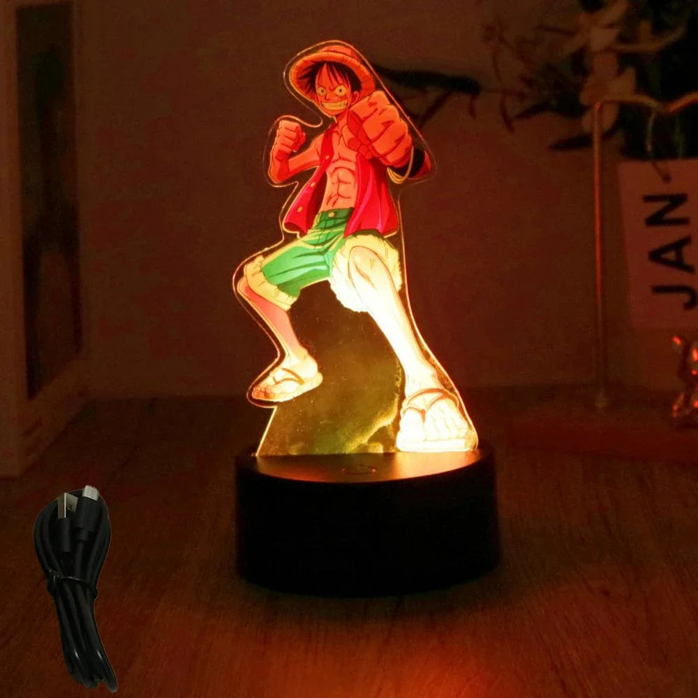 One Piece Luffy & Zoro Action Figures — 3D PVC Anime Lamp, LED Night Light Collectible Toy, Christmas Gift for Kids
