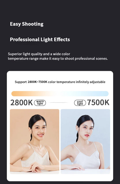 60W Pro Portable LED Video Light – COB Bi-Color Photography Light (2800K-7500K) for Livestreaming, Handheld Outdoor Shooting