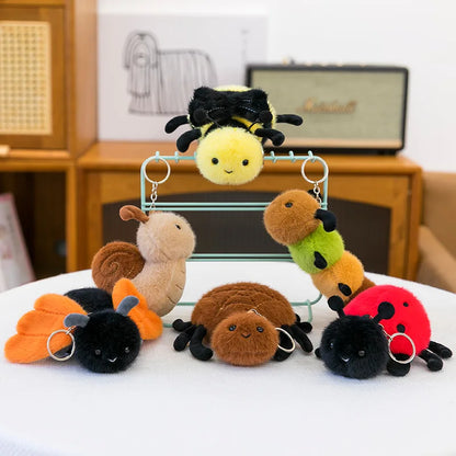Small Insect Plush Keychain – Cute Snail & Bee Stuffed Doll Bag Pendant, Creative Toy Gift for Birthday