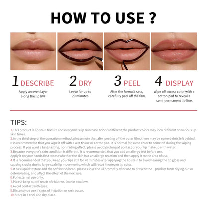 Peel Off Lip Stain Pencil - Matte Waterproof Long Lasting Smudge Proof Lip Liner Tattoo Makeup