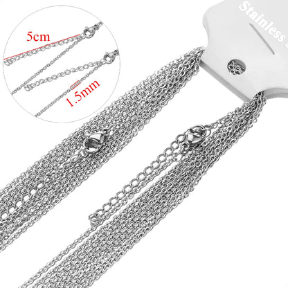 10pcs Gold Stainless Steel Link Chains – 45+5cm Adjustable Necklaces, Fashion Jewelry Chokers for DIY
