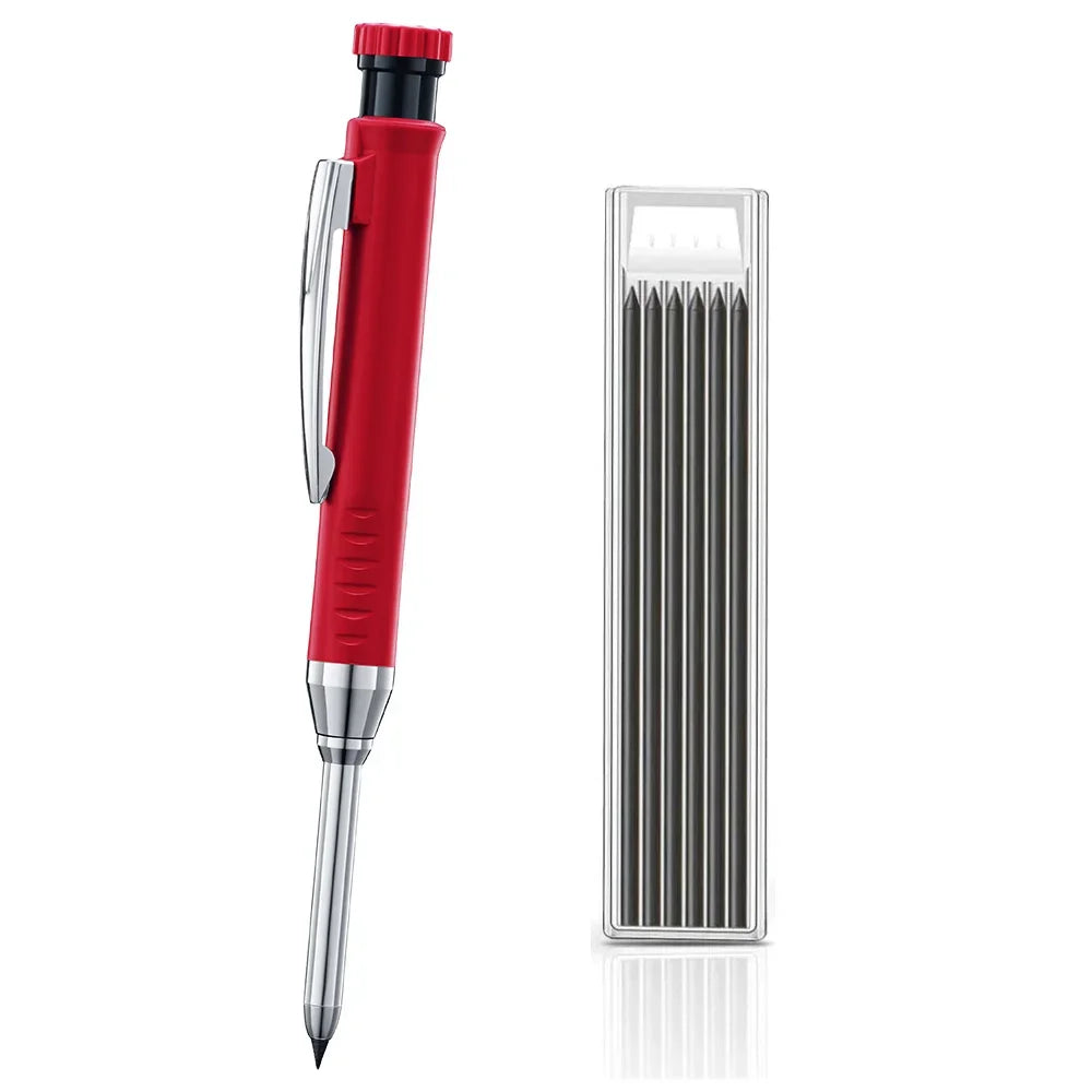 Carpenter Mechanical Pencil Set - 2.8mm Solid Woodworking Pencil With Sharpener & 3 Color Refills For Construction Tools
