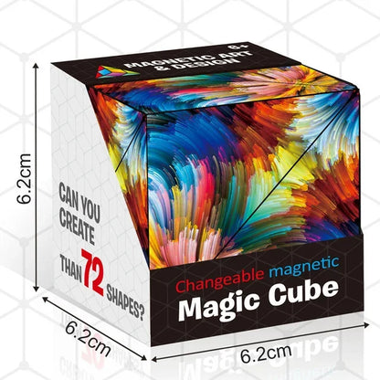 Magic Infinite Cosmic Shasibo Cube — Magnetic Fidget Puzzle Toy, Changeable Anti-Stress Flip Cubic Cube