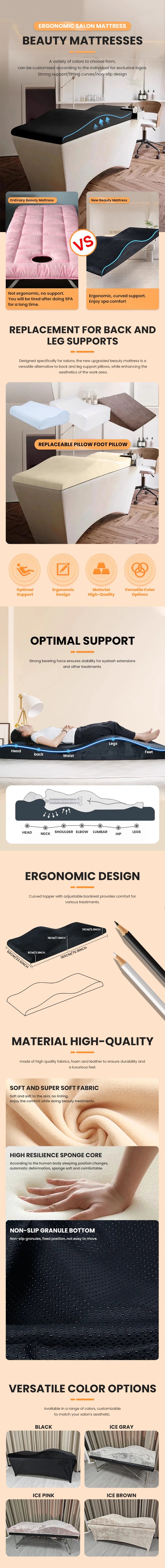 Lash Mattress and Cover – Wave Memory Foam Beauty Salon Lash Bed, Curved Topper for Eyelash Foam Spa