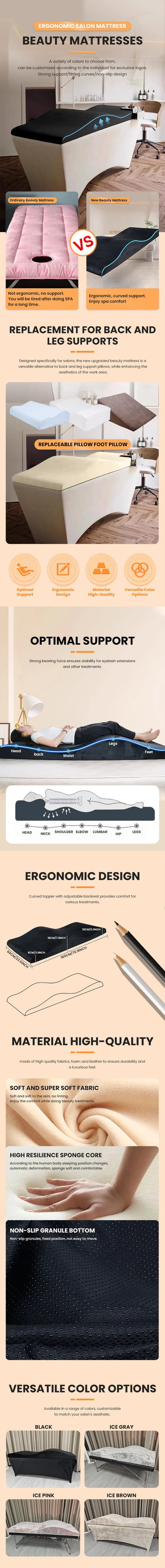 Lash Mattress and Cover – Wave Memory Foam Beauty Salon Lash Bed, Curved Topper for Eyelash Foam Spa