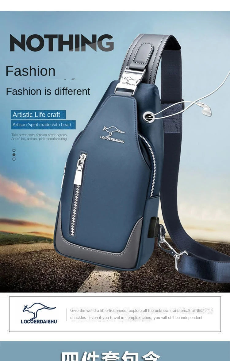 Men's Waterproof Oxford Chest Bag – Korean Style Casual Sport Crossbody Shoulder Messenger Bag