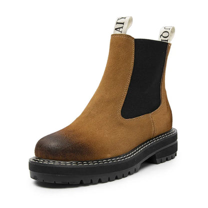 Women’s 2025 Genuine Leather Chelsea Boots – Thick-Soled Autumn Winter Ankle Short Boots