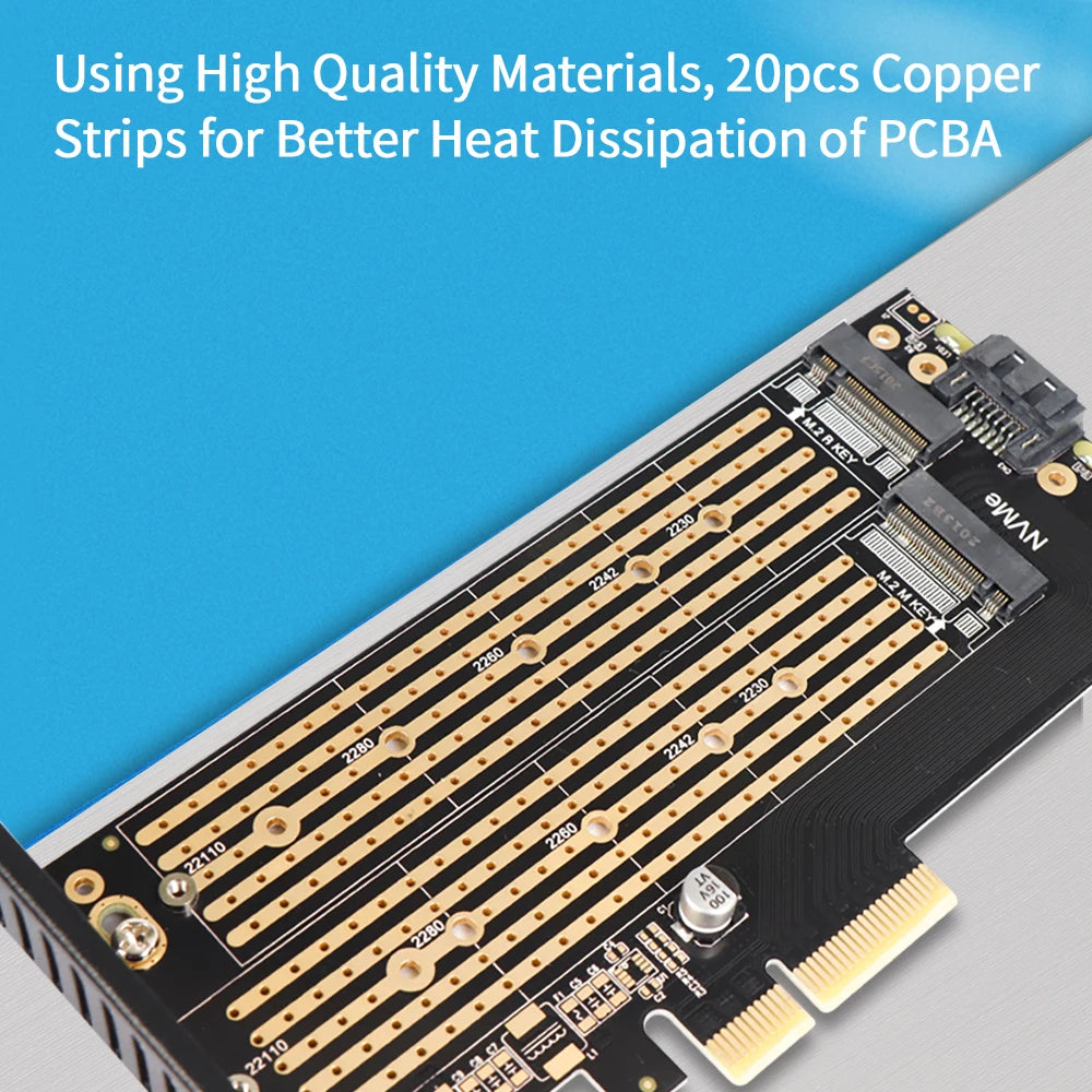 JEYI Dual M.2 PCIe 4.0 Adapter for NVMe & SATA SSD – PCIe X4/X8/X16 Slot for Desktop PC SK6   2/2