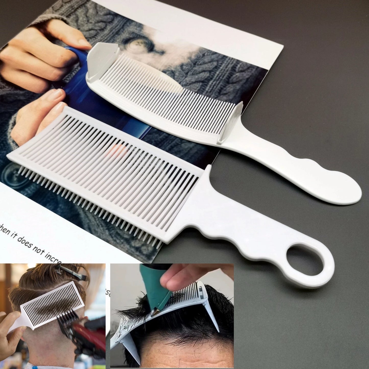Barber Hair Comb Kit 1/2/3pcs – Flat Top & Fade Styling Comb for Men’s Haircuts