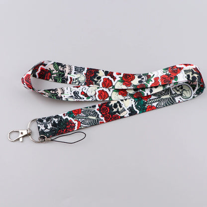Black Crow Punk Skull Lanyard – Credential Holder Neck Strap for Keys, ID Cards & Phone Accessories, Halloween Gift
