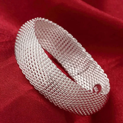 Women’s 925 Sterling Silver Open Cuff Bangle – Adjustable Charm Bracelet for Wedding Party Fashion Jewelry