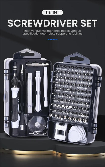 115-in-1 Magnetic Precision Screwdriver Set – Professional Electronics Repair Tools for Laptop, Phone & PC Maintenance