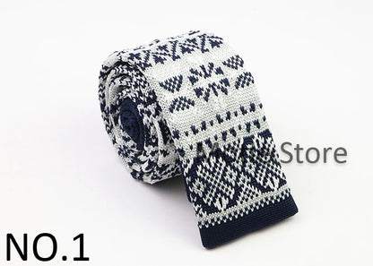 Classic Knit Neck Tie for Men — 6cm Plaid & Dots Casual Business Wedding Tie