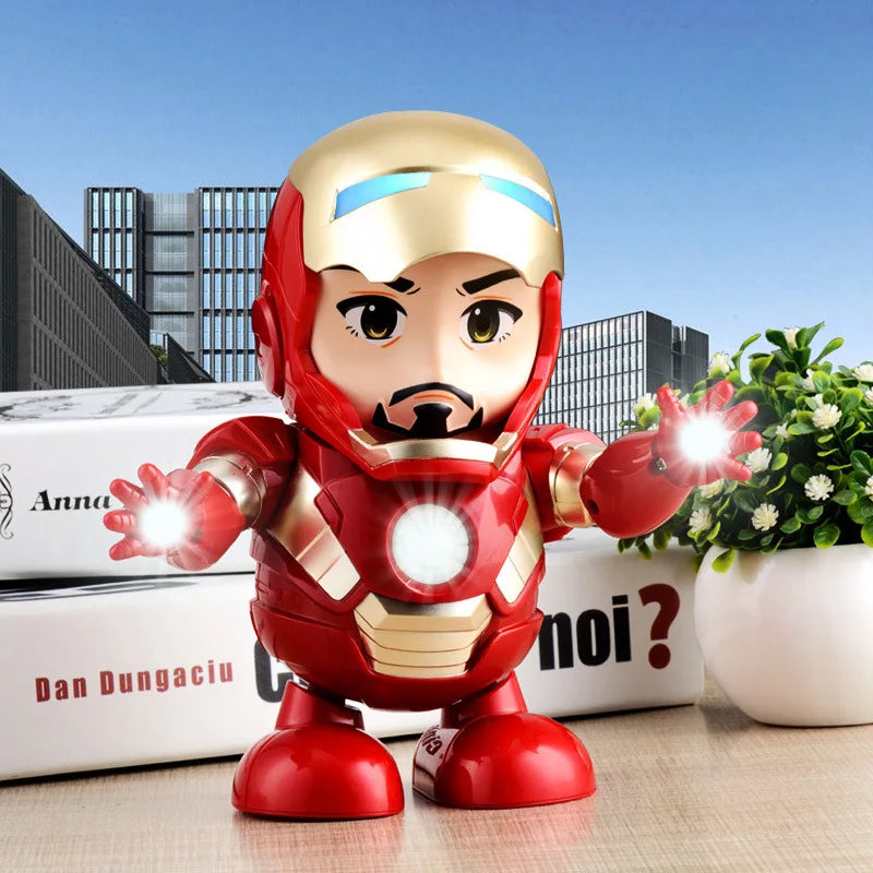 Marvel Iron Man Dance Action Figure – LED Light Singing Robot, Spiderman & Avengers Superhero Toy, Kid’s Christmas Gift