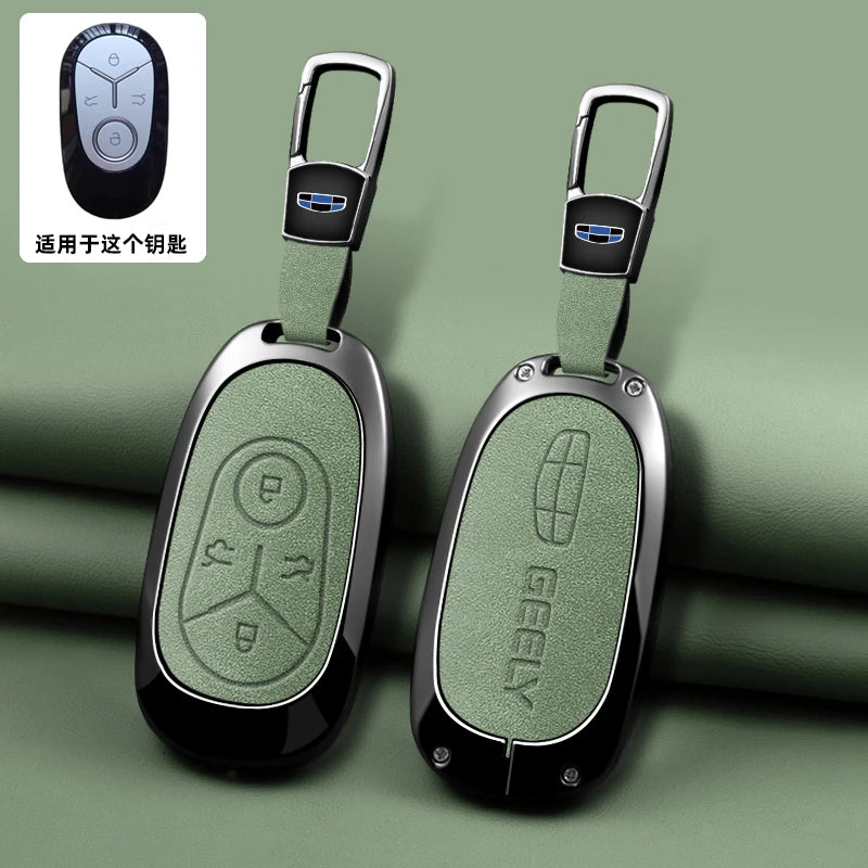 Geely Car Key Case with Leather and Zinc Alloy - Protective Key Fob Cover for Starlight, EX2, GEOME, Galaxy and Discovery Youth Edition