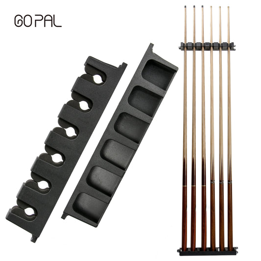 Go Pal Cue Holder Rack - Durable Hardwood Wall Mount Billiard Stick Storage Organizer for Pool Cues