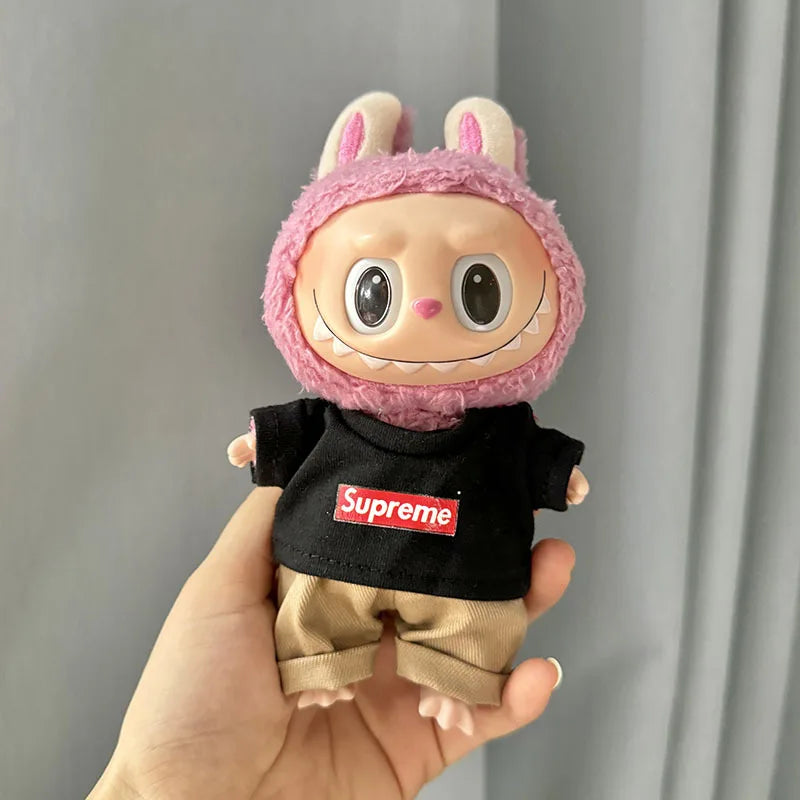 17cm Lovely Labubu Doll Clothes - First & Second Generation Supreme Clothing Set, Multi-Color Outfits