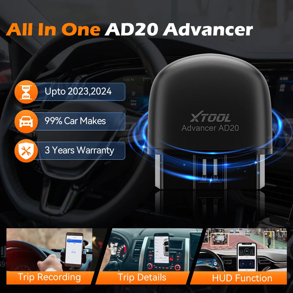 XTOOL Advancer AD20 Mini Bluetooth 5.0 OBD2 Scanner – Full Car Diagnostic Tool, Read/Clear Fault Codes, Universal