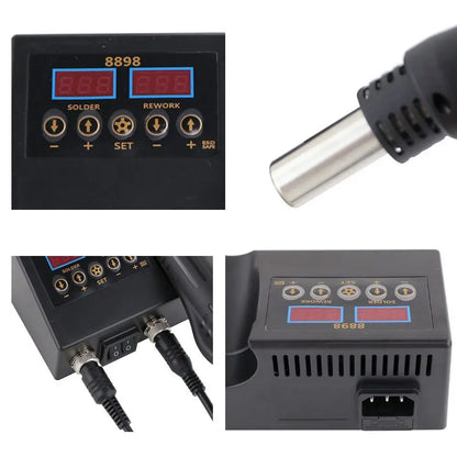 2-in-1 Soldering Station | Digital Temperature Adjustable SMD Solder Iron & Hot Air Heat Gun for PCB & IC Repair