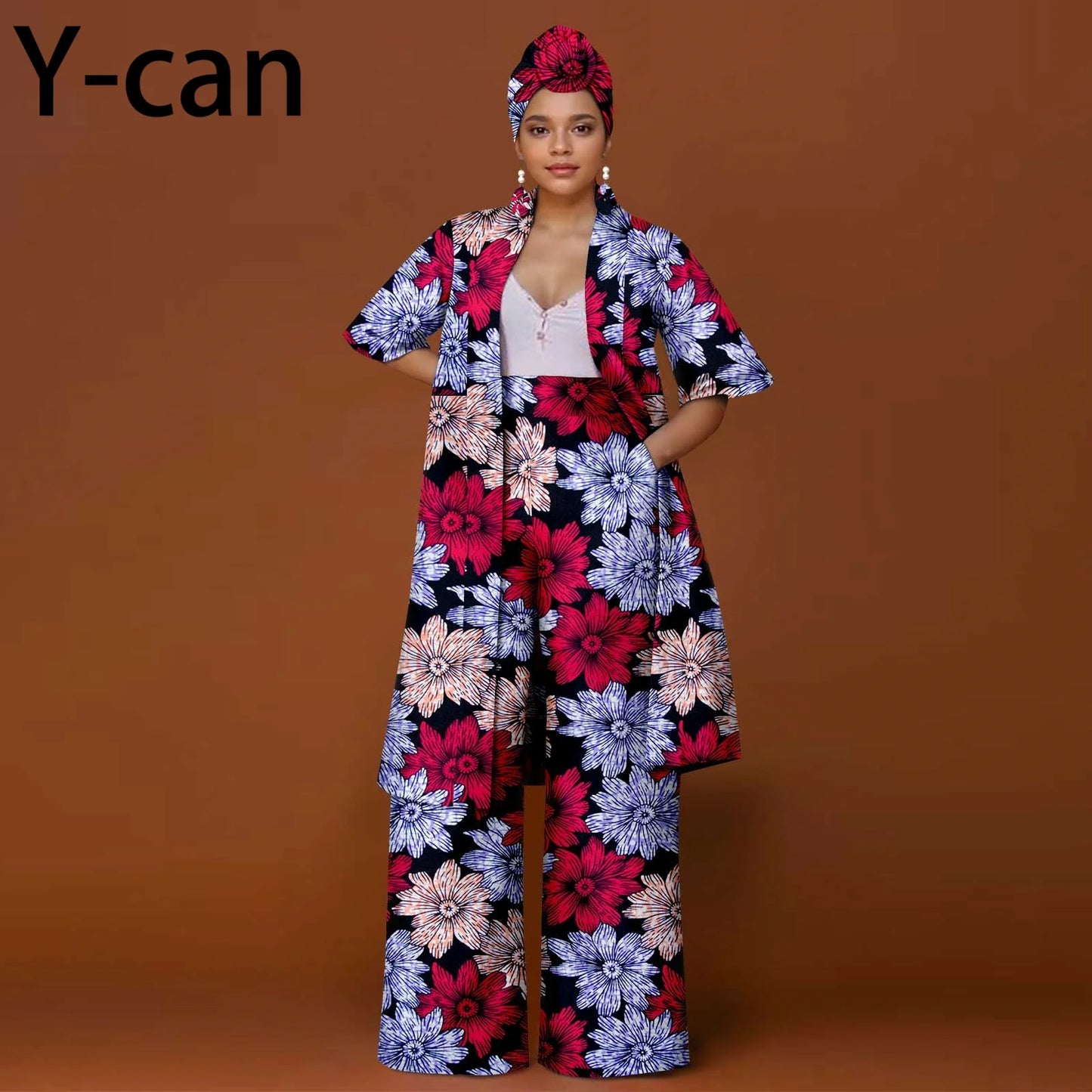 African Ankara 2-Piece Suit Set for Women - Traditional Print Jacket & Pants for Office, Business & Party Wear
