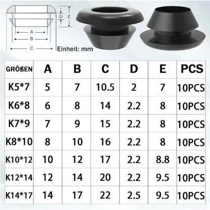 Rubber Grommet Assortment Kit - Cable Wire Protection, Anti-Friction & Hole Plug Rings