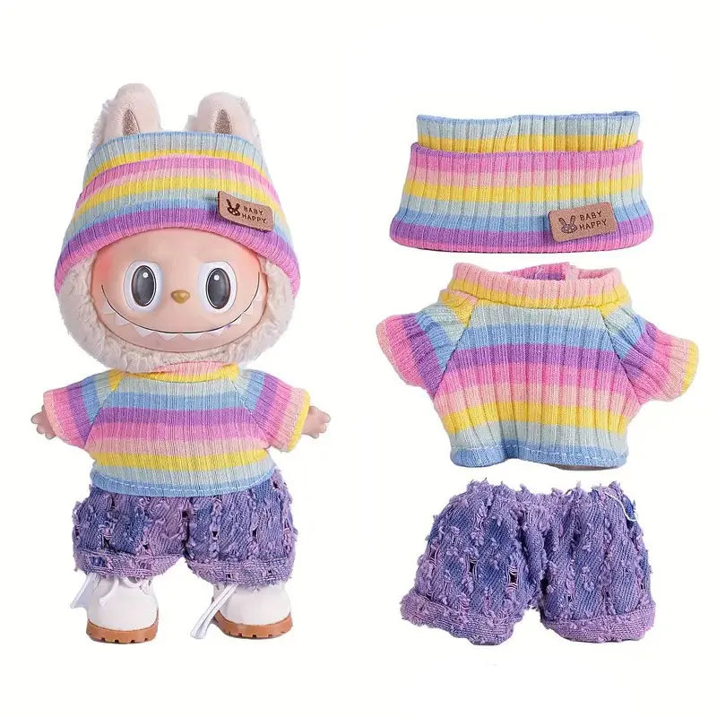Labubu Doll Cute Sweater Set – 17cm Doll Clothes & Shoes DIY Accessories for Training, Sitting, Party Games, and Gifts