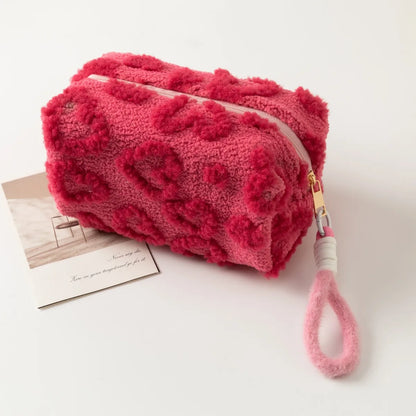 Ins Sweet Plush Makeup Bag – Large Capacity Cute Cosmetic & Toiletries Storage, Portable Travel Bag