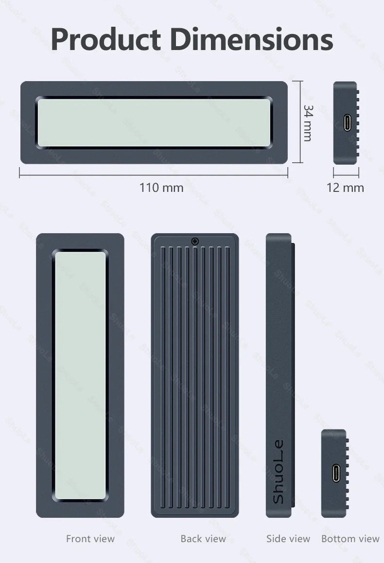 M.2 NVMe SATA SSD Enclosure – Smart Visual Case, USB 3.2 Gen 2, 10Gbps, PCI-E 20Gbps Speed