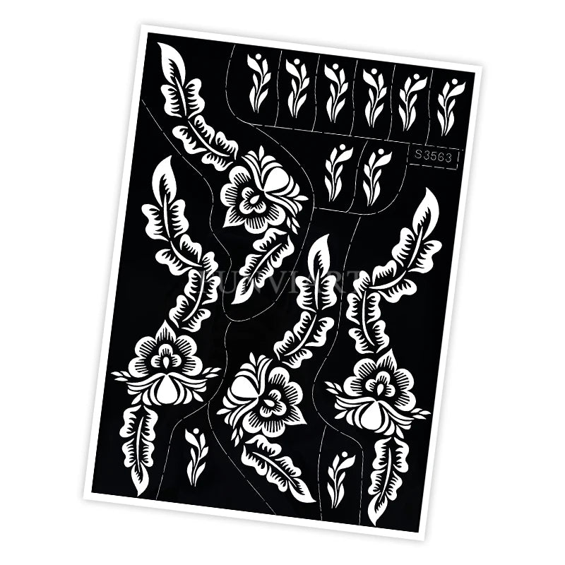 Reusable Henna Stencil Templates for Hand & Body – Floral Tattoo Stencils for Women, Weddings & Festivals Body Art Makeup Tools