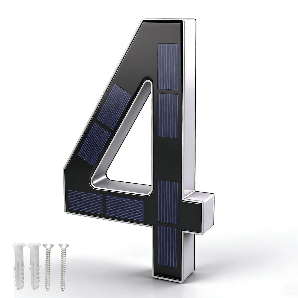 12CM Solar House Number Light - LED Outdoor Address Sign with Light Sensor for Home & Doorway