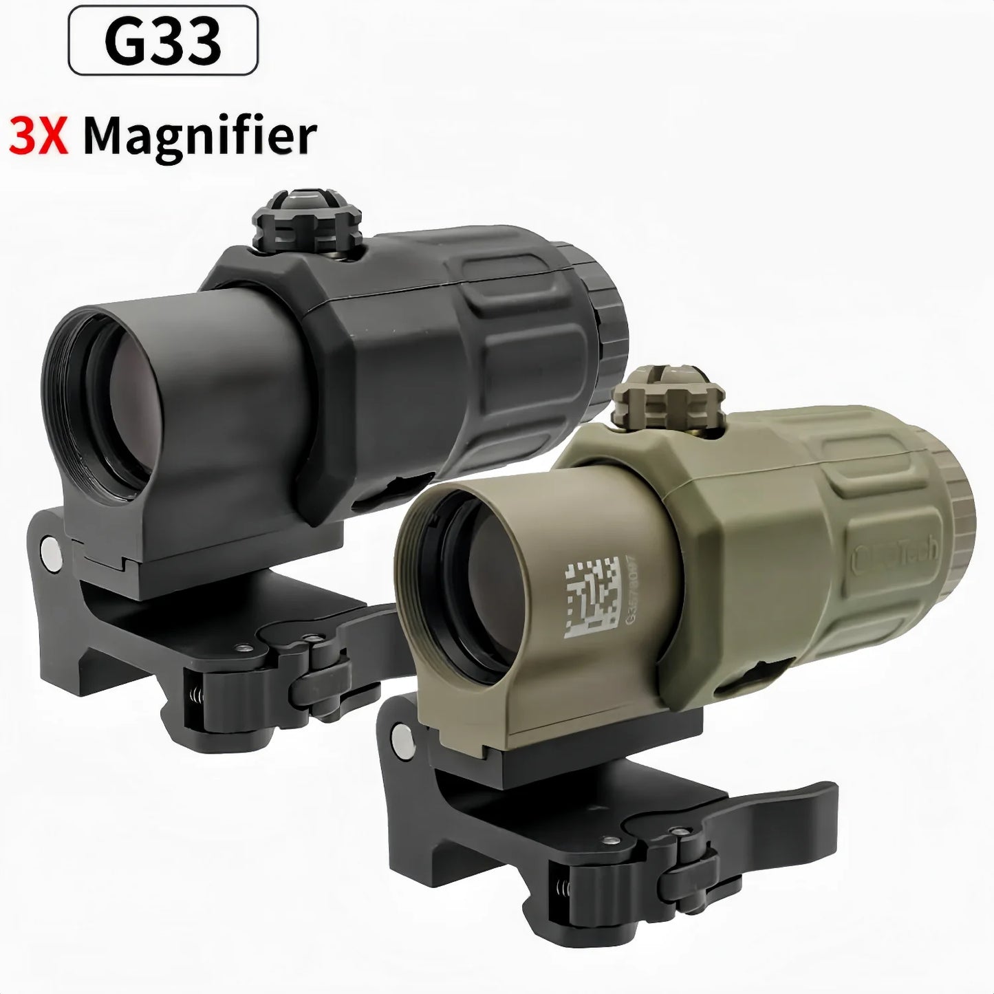 Tactical Magnifier Scope - G33/G43/G45 3X 5X Flip Mount Sight Accessory for Airsoft & Hunting