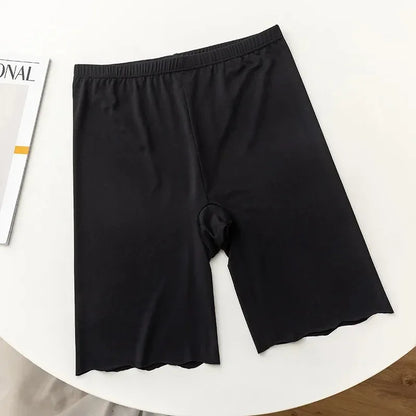 Women’s Seamless Ice Silk Safety Shorts - High Waist Anti-Chafing Thigh Cover Underwear for Plus Size Comfort