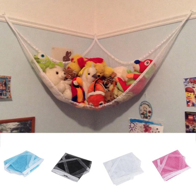 Triangle Plush Toy Storage Hammock — Large Mesh Net Organizer for Kids’ Stuffed Toys and Room Storage