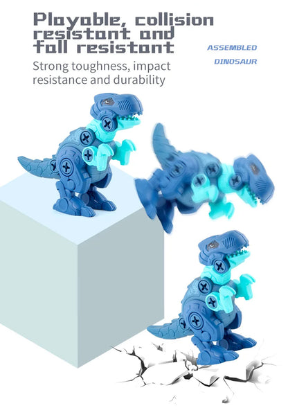 DIY T-Rex Dinosaur Building Blocks Toy – Assembled Model with Mini Electric Drill for Kids