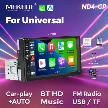 MEKEDE 1DIN MP5 Player — 7" HD Touchscreen Car Radio with USB, Bluetooth & TF Card for Universal Auto Multimedia