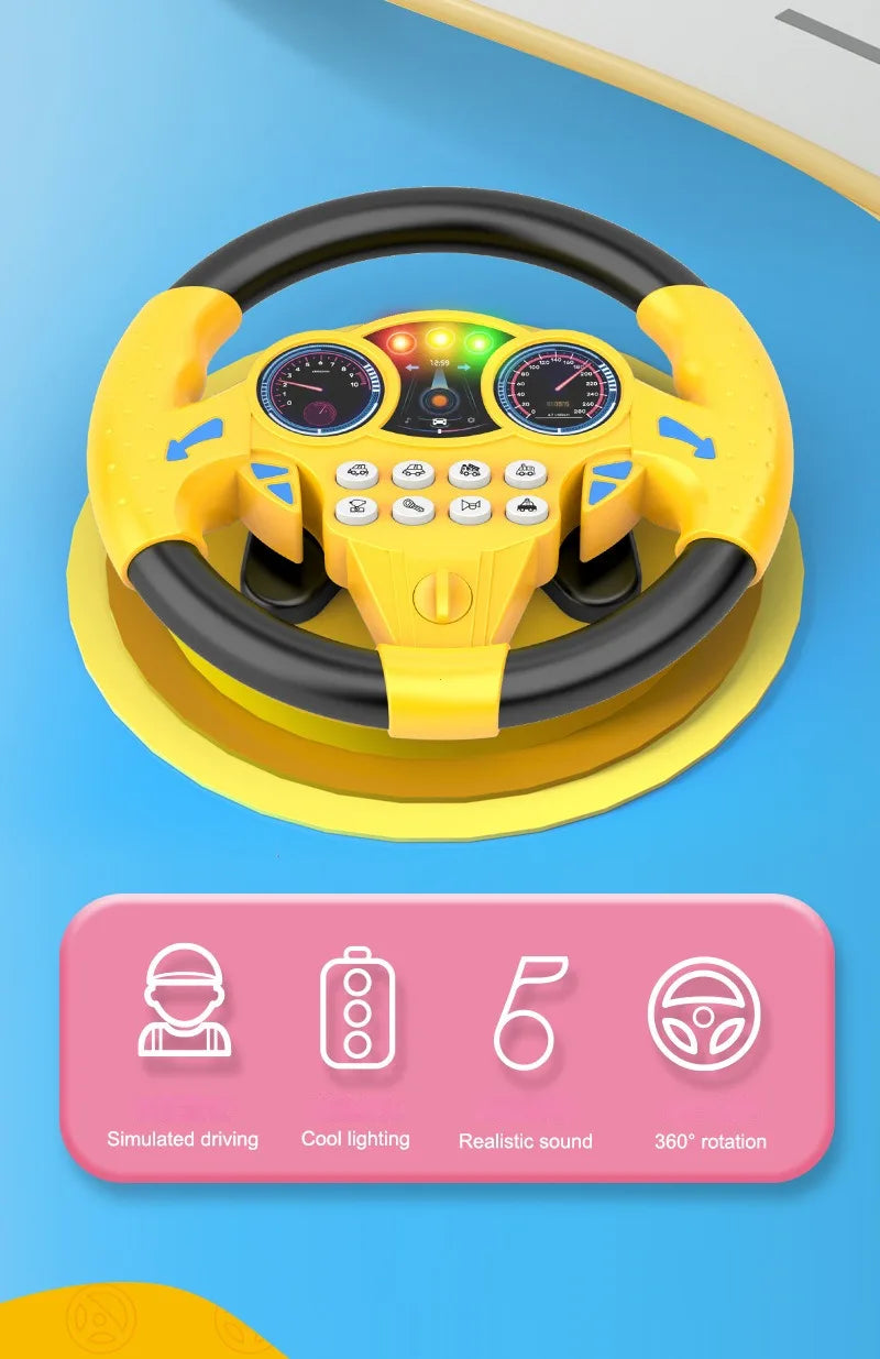 Infant Simulation Steering Wheel Toy – Early Education Copilot Vocal Toy for Kids & Strollers