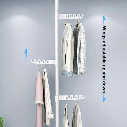 Telescopic 6-Tier Corner Clothes Drying Rack – Standing Laundry Pole for Hanging Clothes