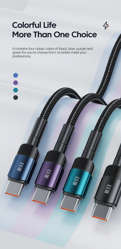 Toocki PD 100W/60W Type-C to Type-C Cable – Quick Charge 3.0 Fast Charging for iPhone 15, Huawei, Samsung, Xiaomi