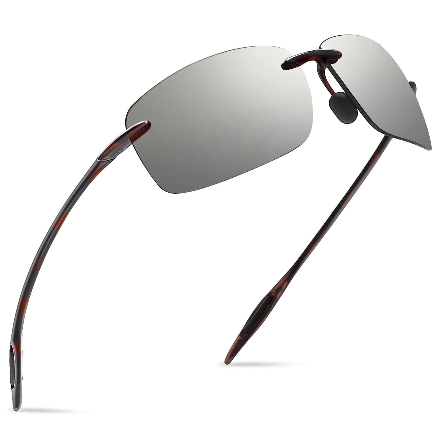 JULI Polarized Classic Sports Rimless Sunglasses – Ultralight Rectangle Frame for Men, Ideal for Fishing, Driving, UV400 Protection, Model MJ8009